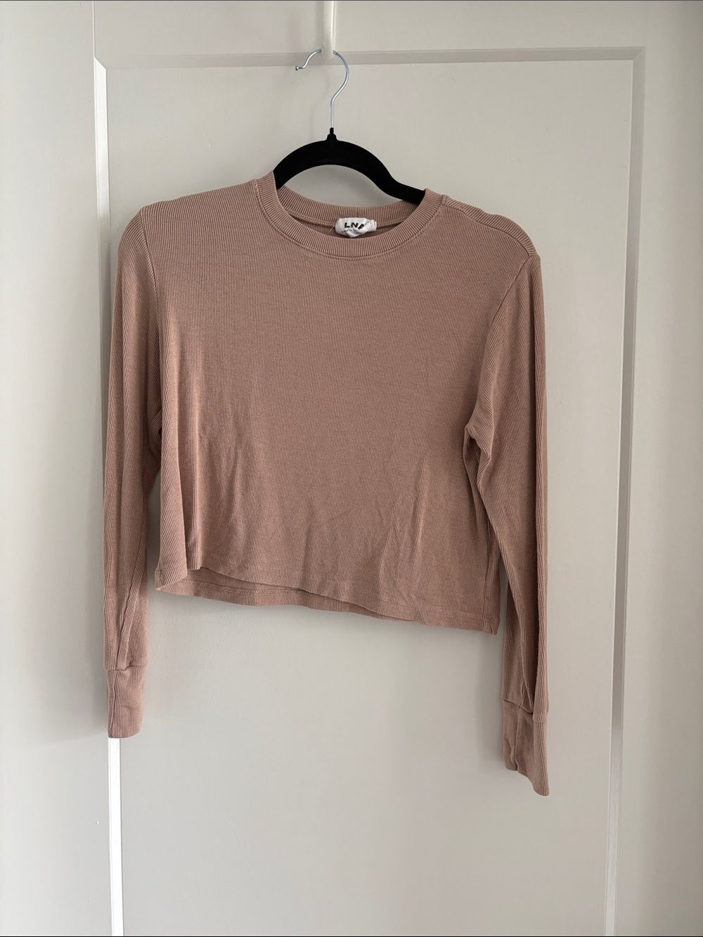 LNA Dusty Blush Long-Sleeve Cropped Tee